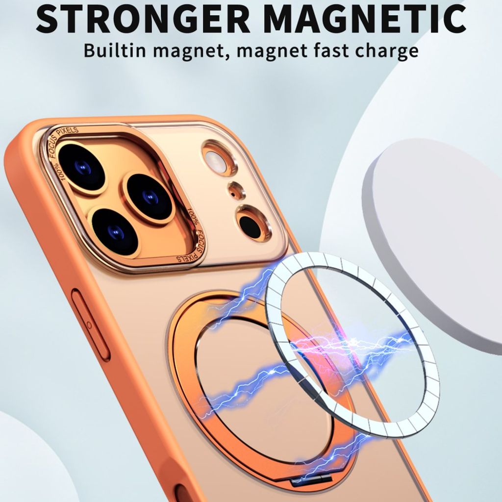 iPhone 18 Pro Max/17 Pro Max-deksel med MagSafe og stativ – oransje
