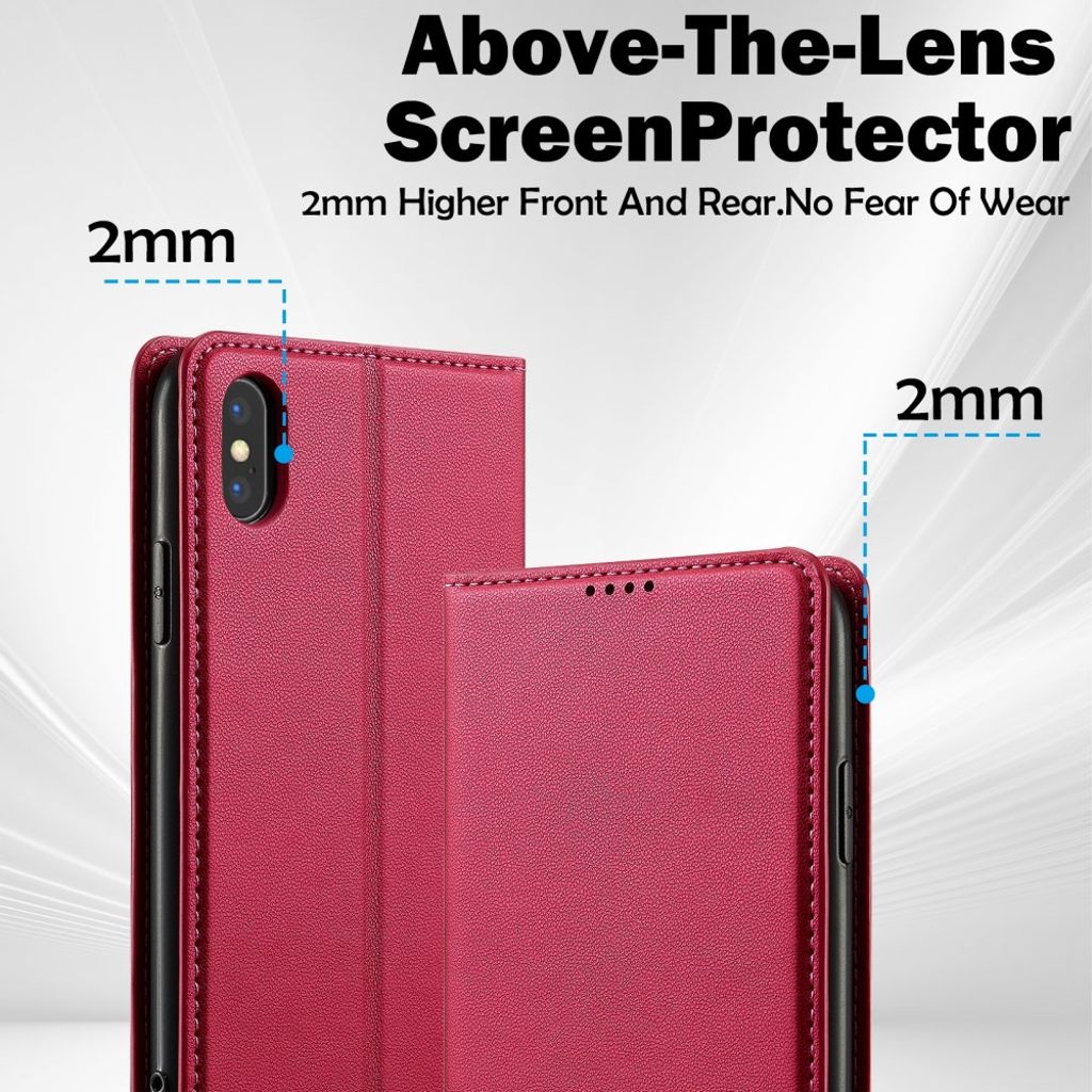 LC.IMEEKE iPhone XS Max Pungetui med Stativ – Rød