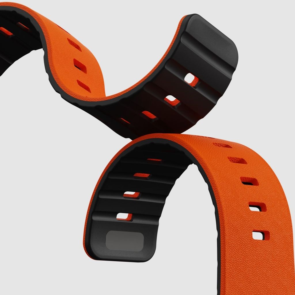 Apple Watch 42/41/40/38mm Klockarmband i texturerat silikon - Orange/Svart
