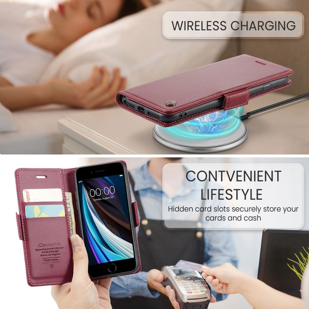 CASEME iPhone 6/6s/7/8/SE 2020/2022 Etui med Kortplads - Rød