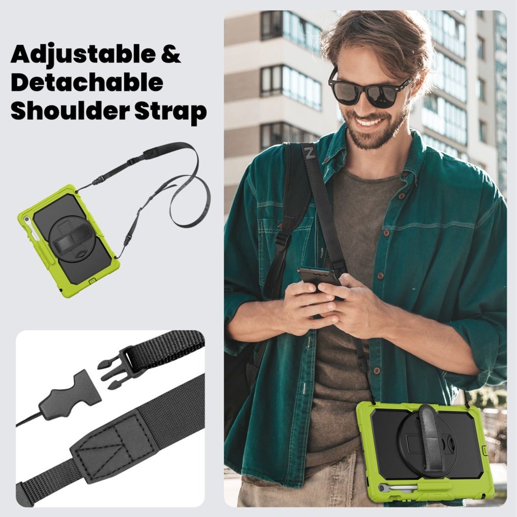 Samsung Galaxy Tab S10 FE Plus Case with Shoulder Strap - Green
