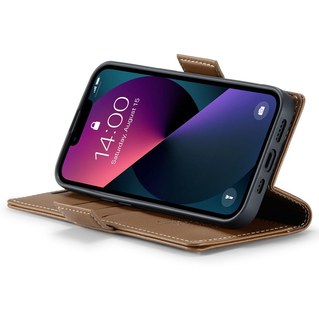 CASEME iPhone 15 Wallet Cover RFID Blocking 3 Card Slots - Brown