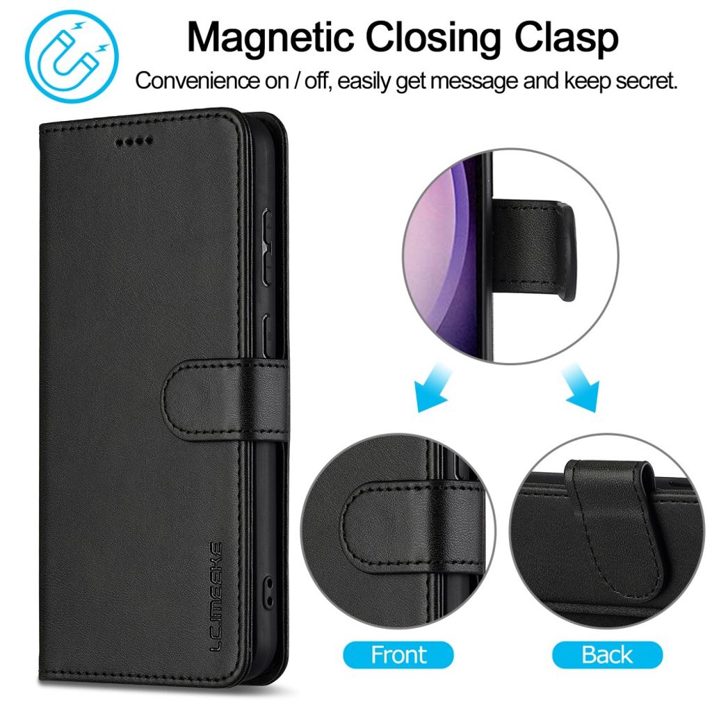 LC.IMEEKE Samsung Galaxy S26 Plus Lommeboketui PU-lær – Svart