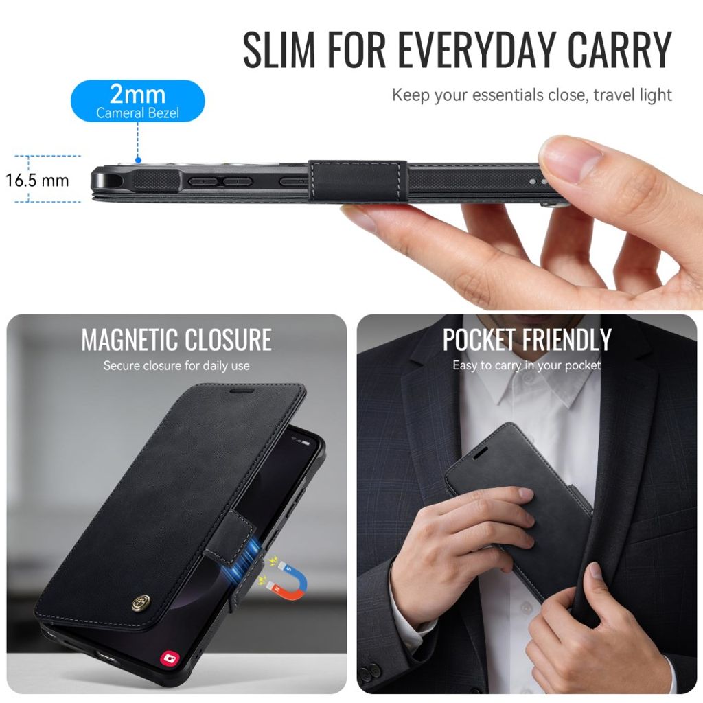 CASEME 053  Samsung Galaxy S26 Ultra  Flip Cover MagSafe RFID-blokerende - Sort