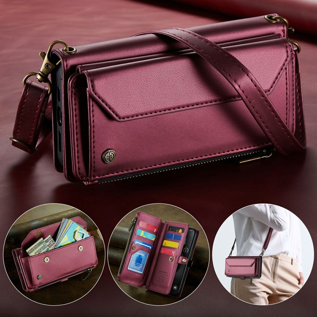 CASEME iPhone 15 Pro Max Fodral med 10 Kortfack - Röd