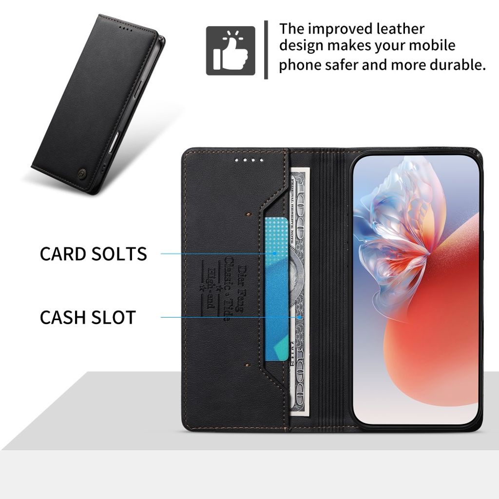 DIERFENG iPhone 18 Pro Max/17 Pro Max Lommeboketui RFID-blokkerende - Svart