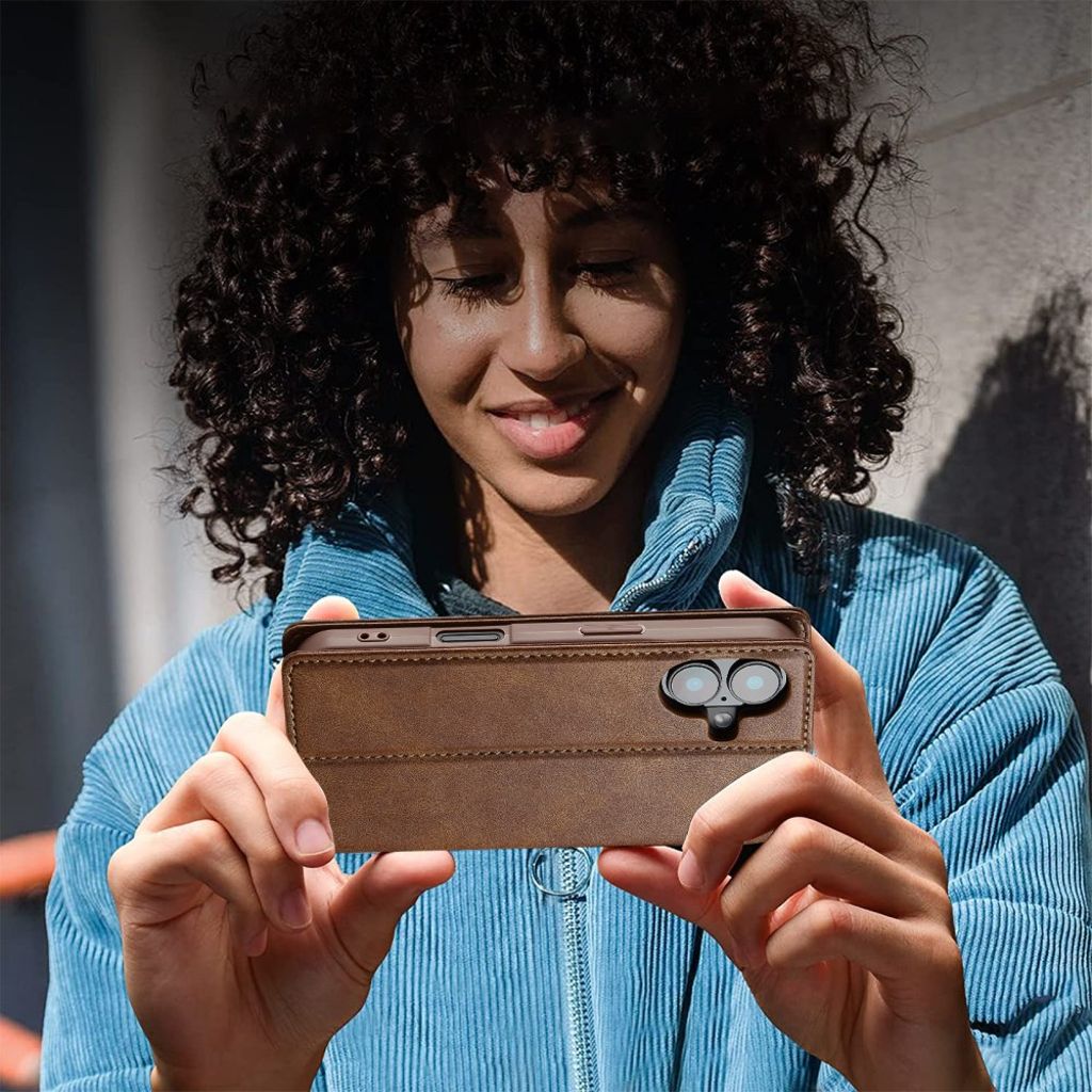 LC.IMEEKE iPhone 16 Plus Wallet Cover - Brown