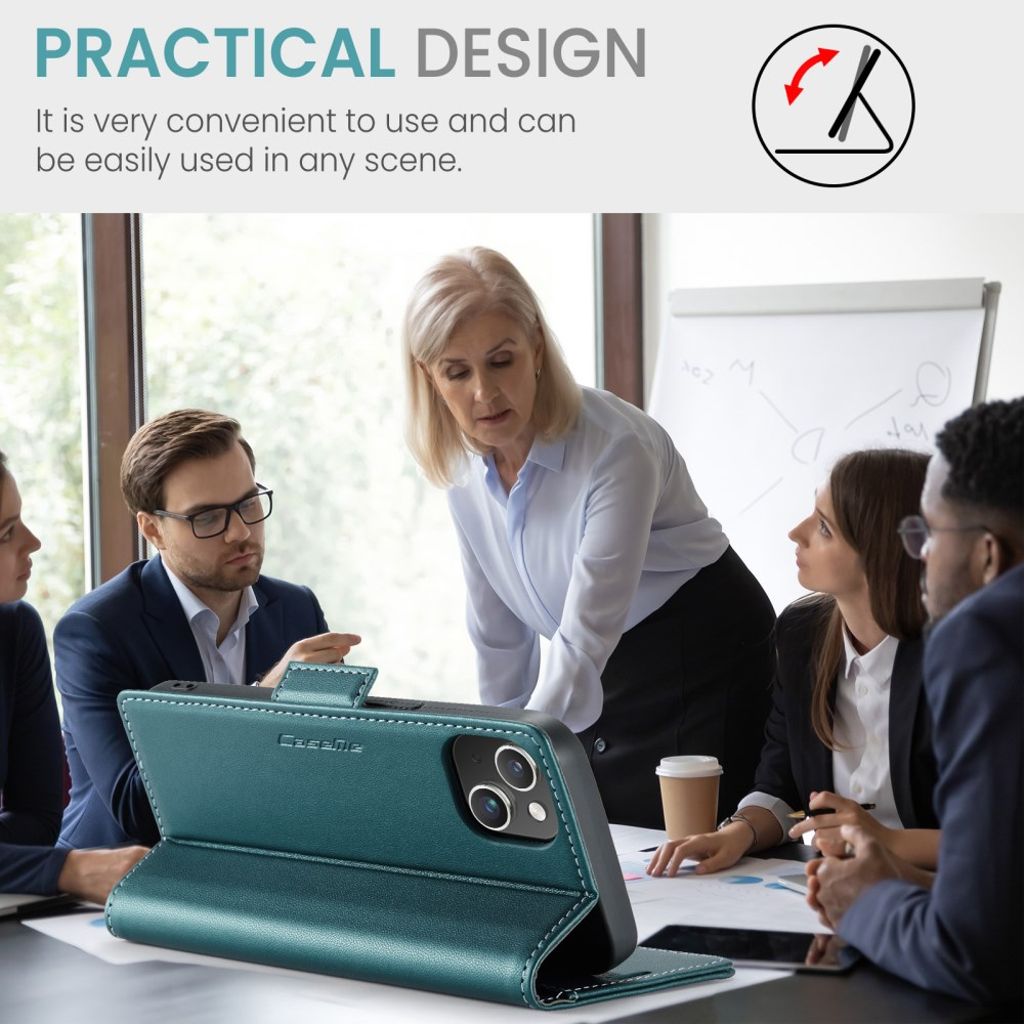 CASEME iPhone 15 Wallet Cover RFID Blocking 3 Card Slots - Green