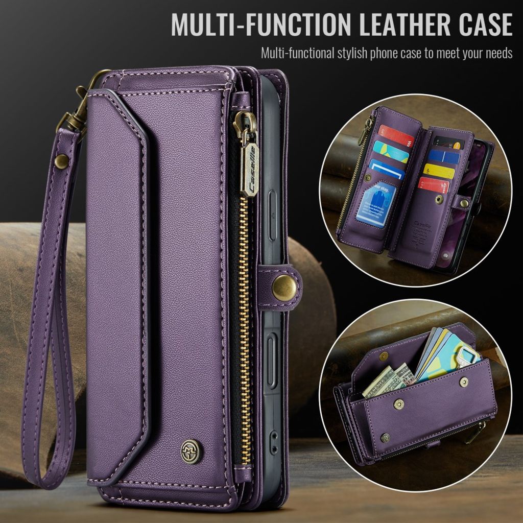 CASEME iPhone 16 Cover with 10 Card Slots - Purple
