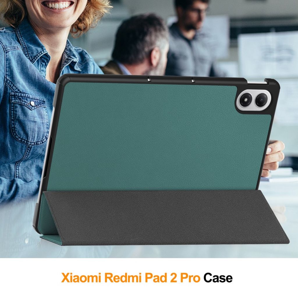 Xiaomi Poco Pad M1/Redmi Pad 2 Pro Etui Støtsikker Tri-Fold - Svartgrønn