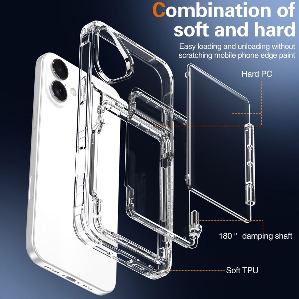 iPhone 17 Skal med Stativ och Kortfack - Transparent