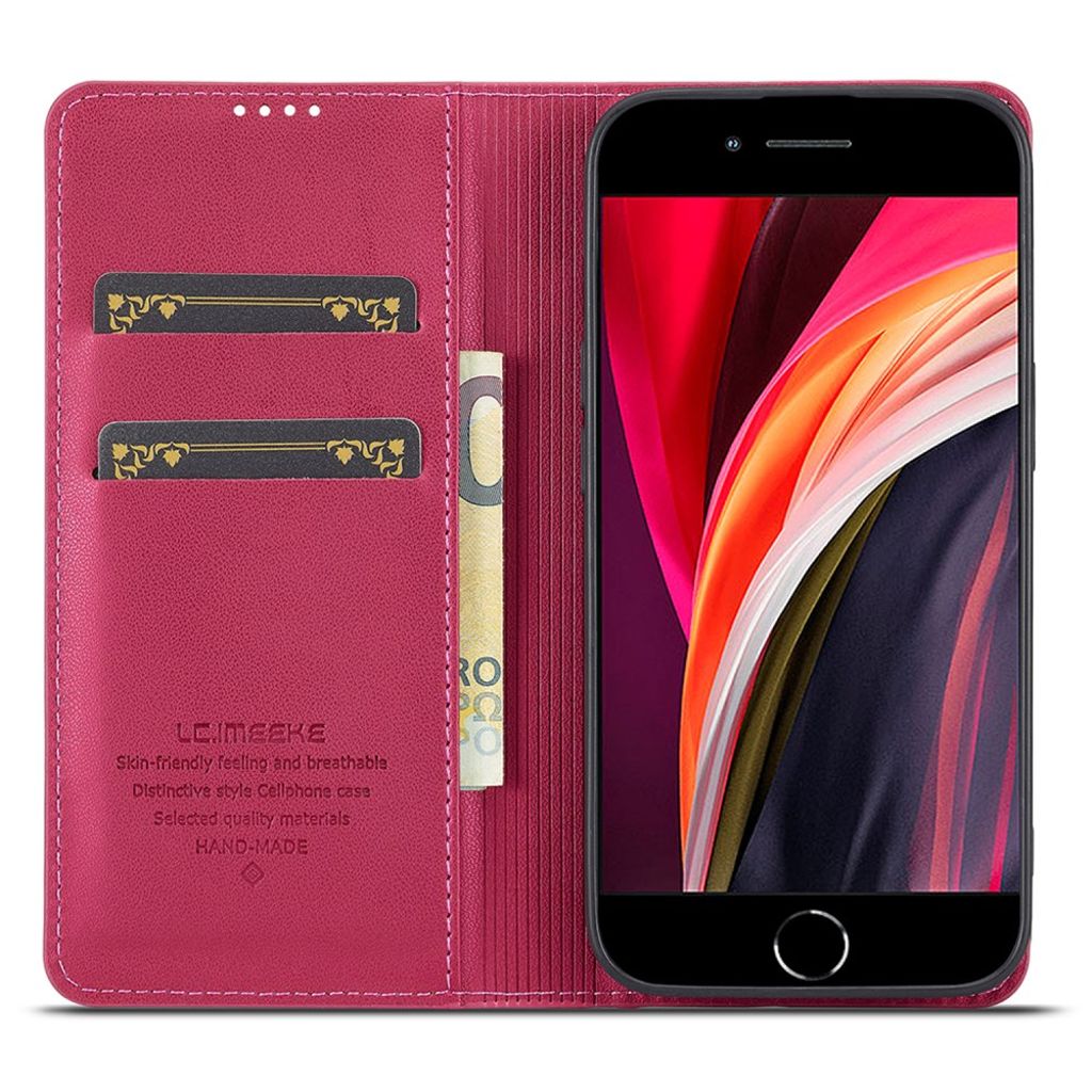 LC.IMEEKE Wallet Cover for iPhone 16e with Stand – Red