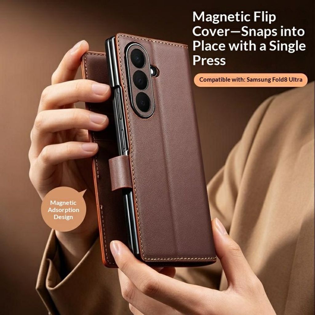 QIALINO Samsung Galaxy Z Fold8 Ultra Flip cover i ægte læder - Grøn