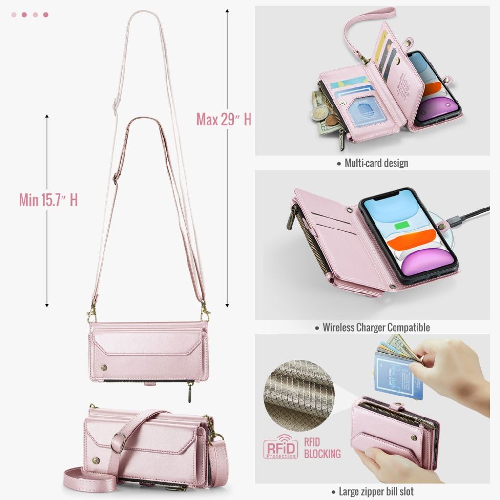 CASEME iPhone 11 Kotelo 10 Korttipaikka - Vaaleanpunainen