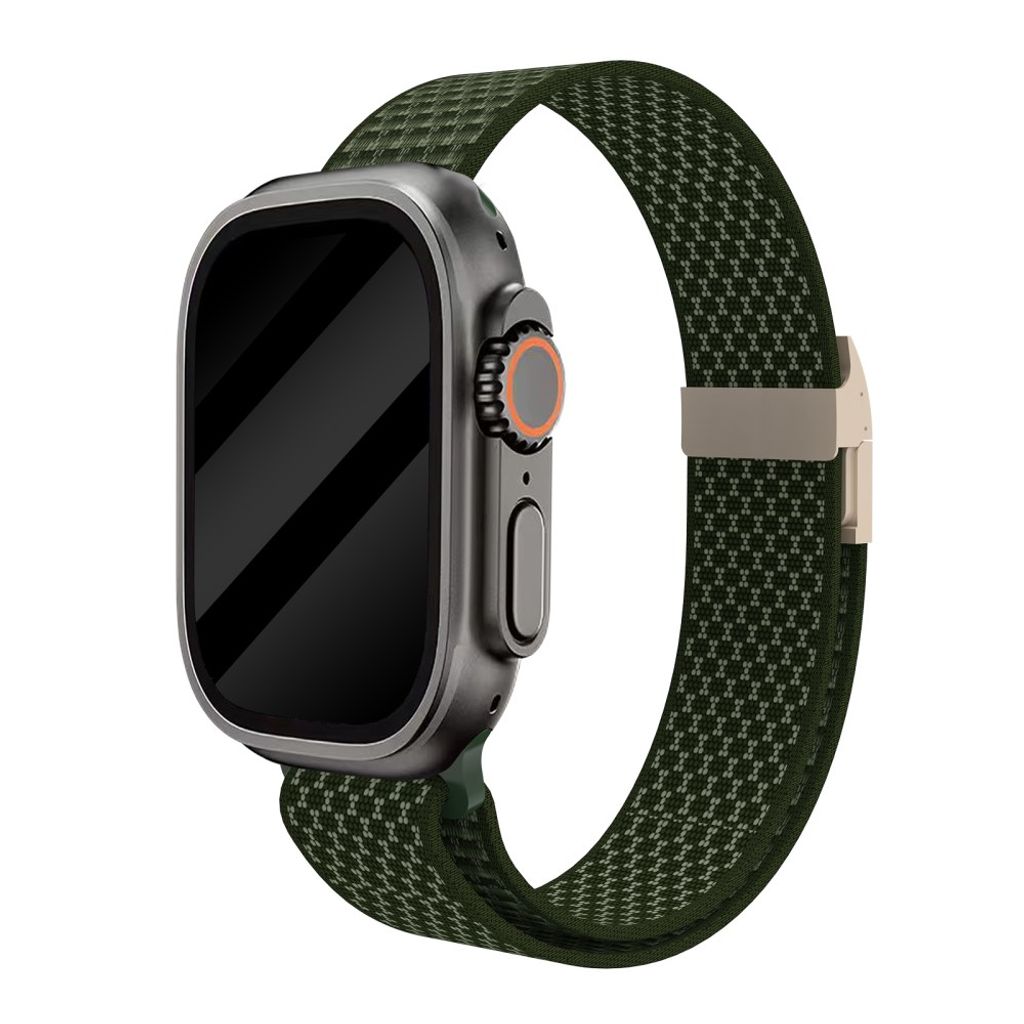 Apple Watch 42/41/40/38mm Klockarmband i Nylon Magnetisk Stängning - Grön