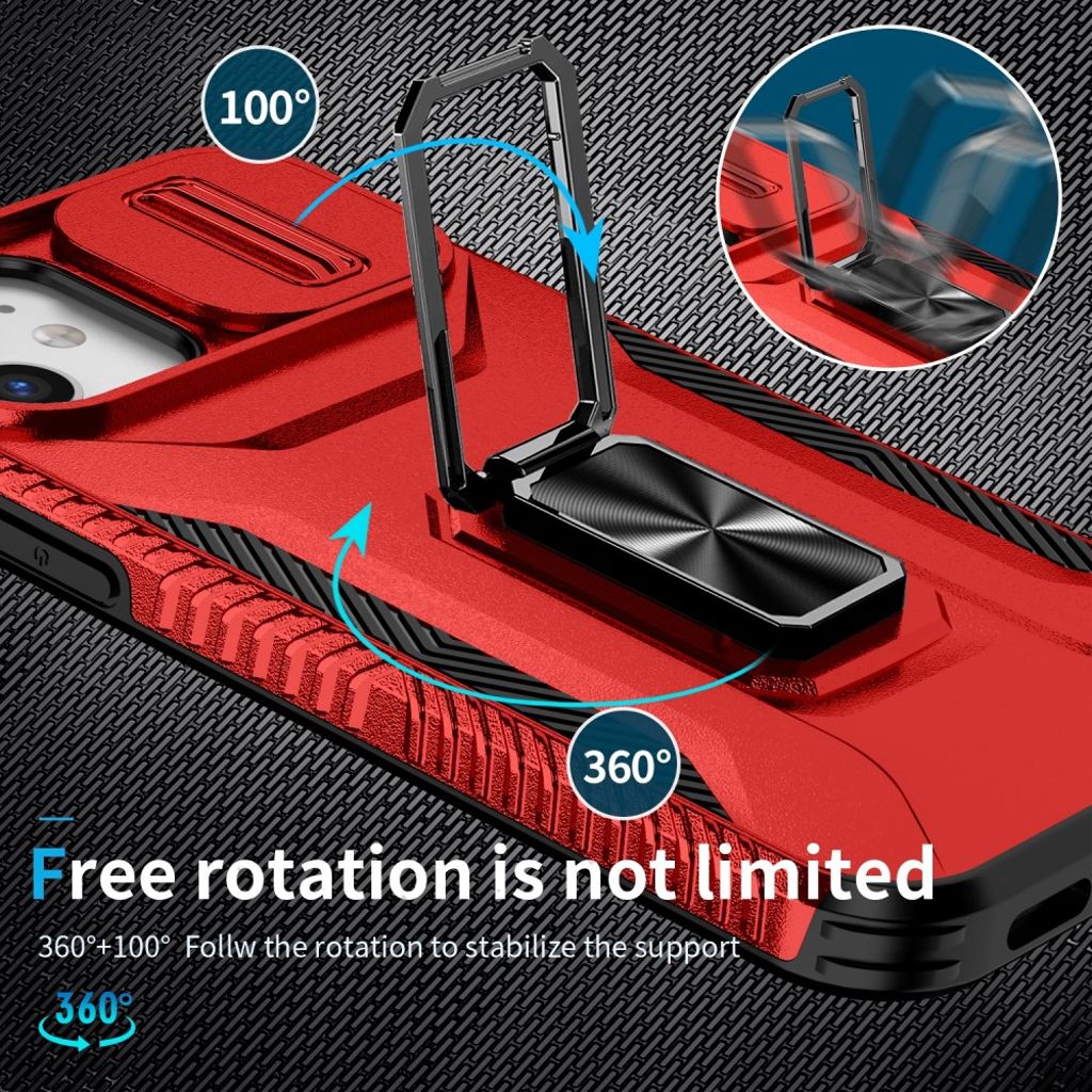 iPhone 12 / 12 Pro Skal med Stativ - Röd