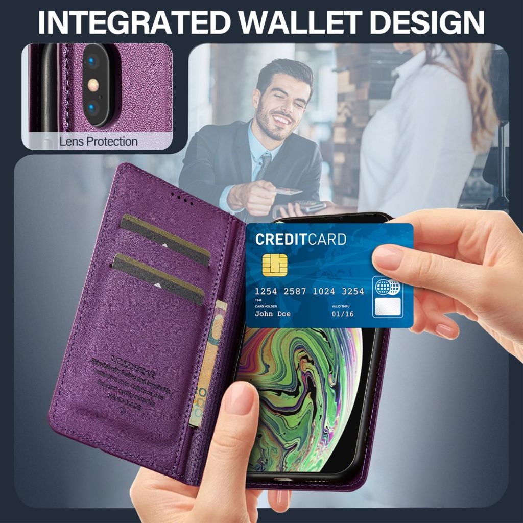 LC.IMEEKE iPhone XS Max Pungetui med Stand og Kortholder – Lilla