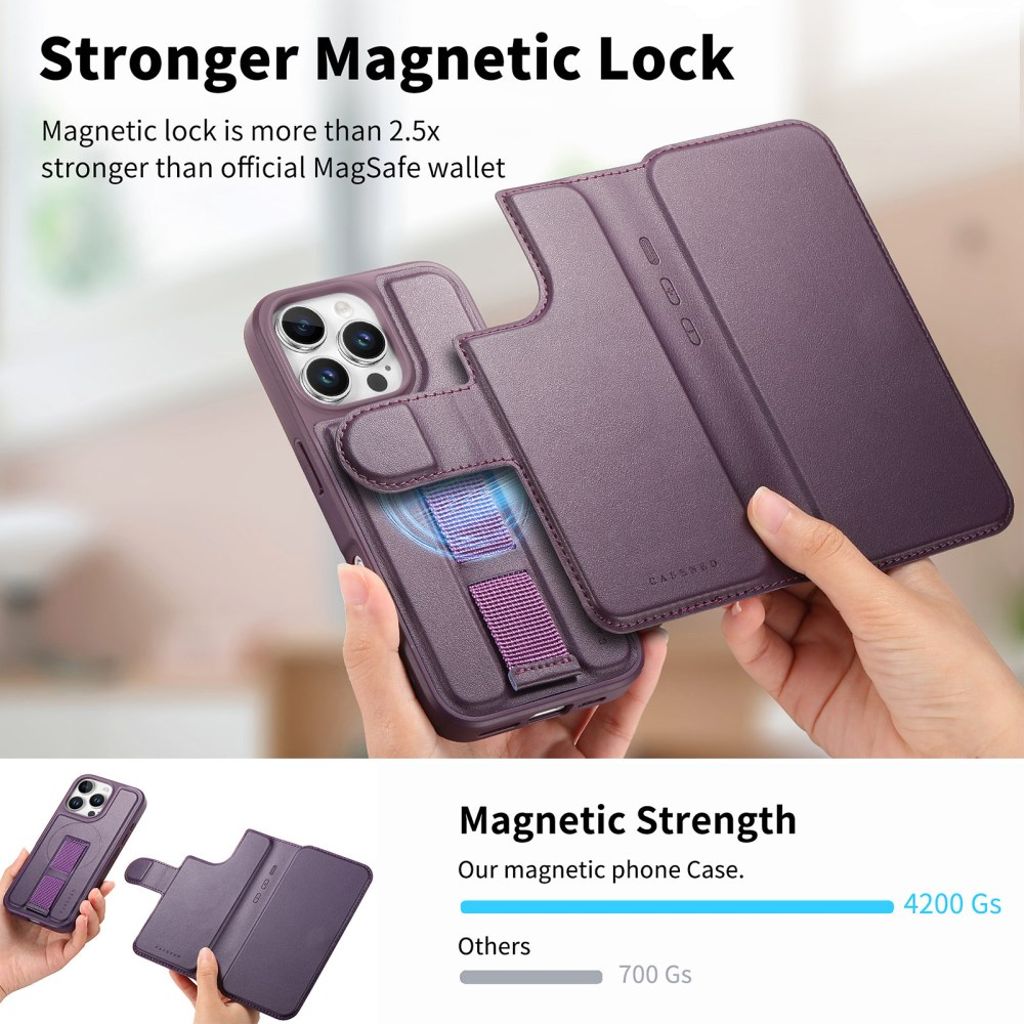 CASENEO iPhone 16 Pro Max Plånboksfodral MagSafe RFID-funktion – Lila