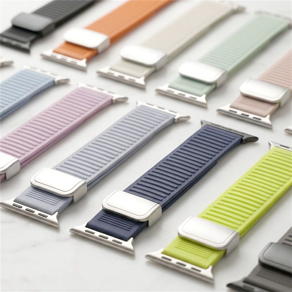 Apple Watch 42/41/40/38mm Silikon klokkerem Magnetisk lukking - Rød