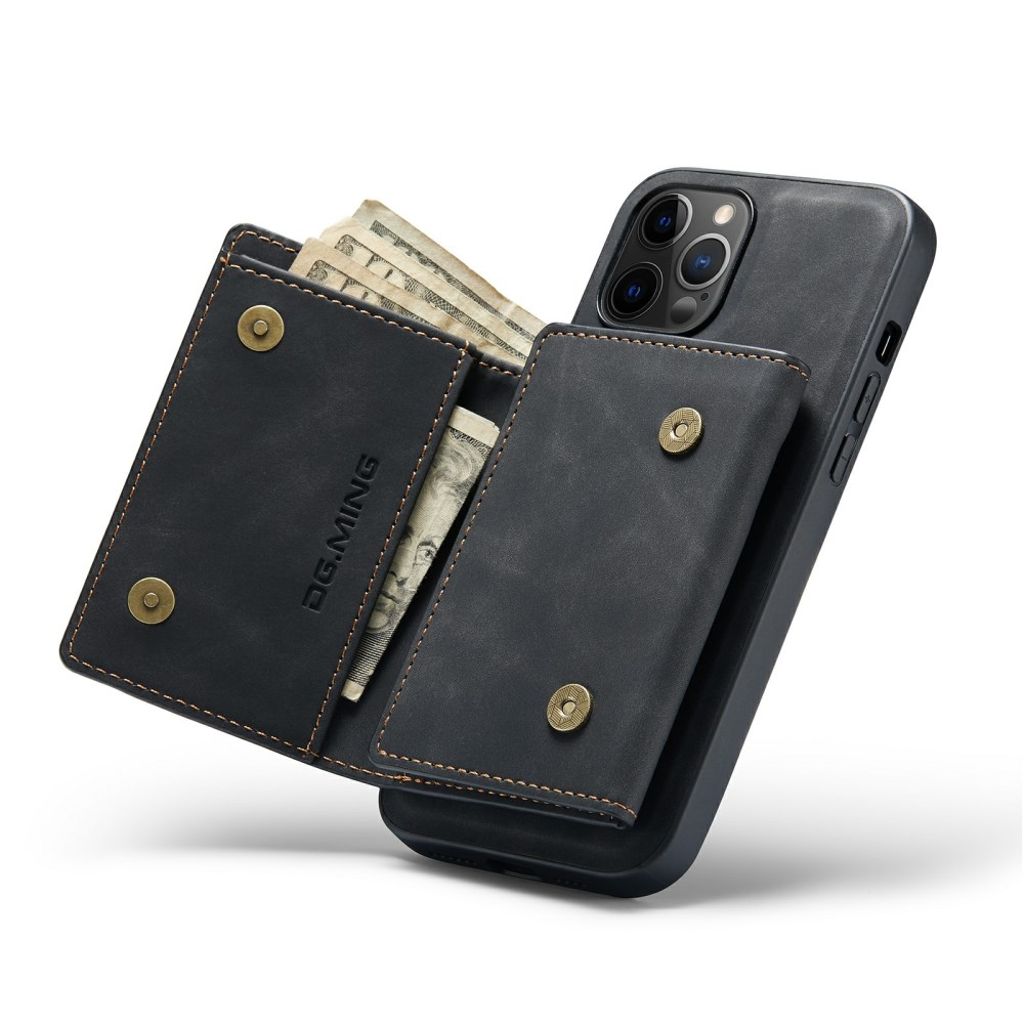 DG.MING iPhone 13 mini Wallet Case with Kickstand – Black
