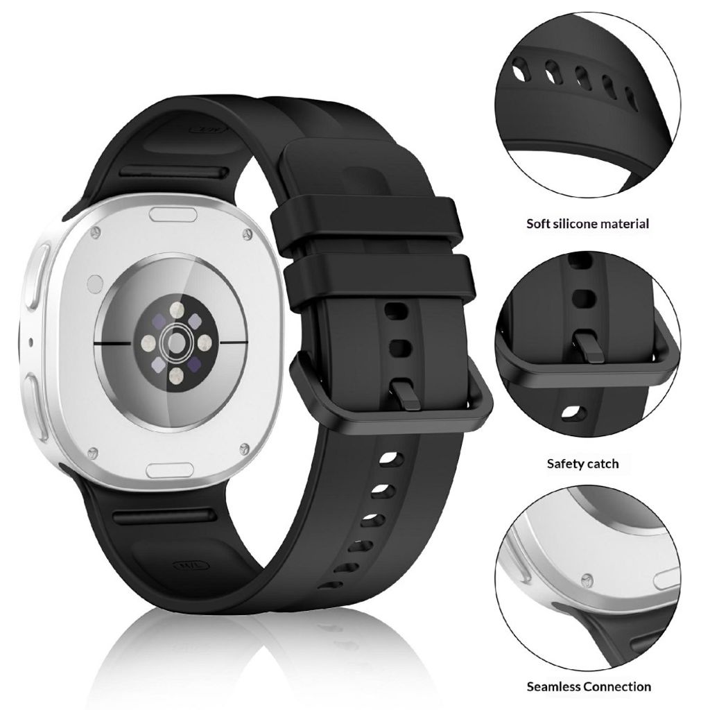 Samsung Galaxy Watch9/8/8 Classic Ensfarget silikon klokkerem L - Svart