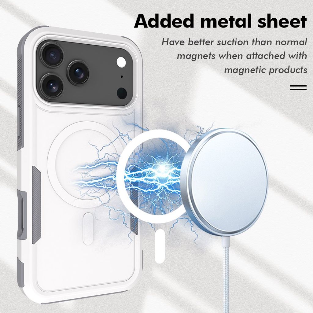 iPhone 17 Pro Max MagSafe Deksel Støtsikkert - Hvit