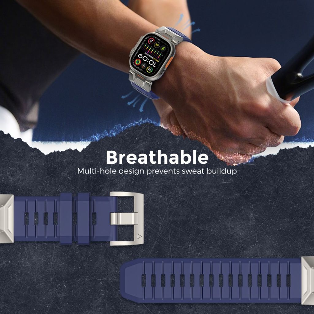 AHASTYLE WE30 Apple Watch 49/46/44/42mm Klockarmband i Fluorgummi - Blå