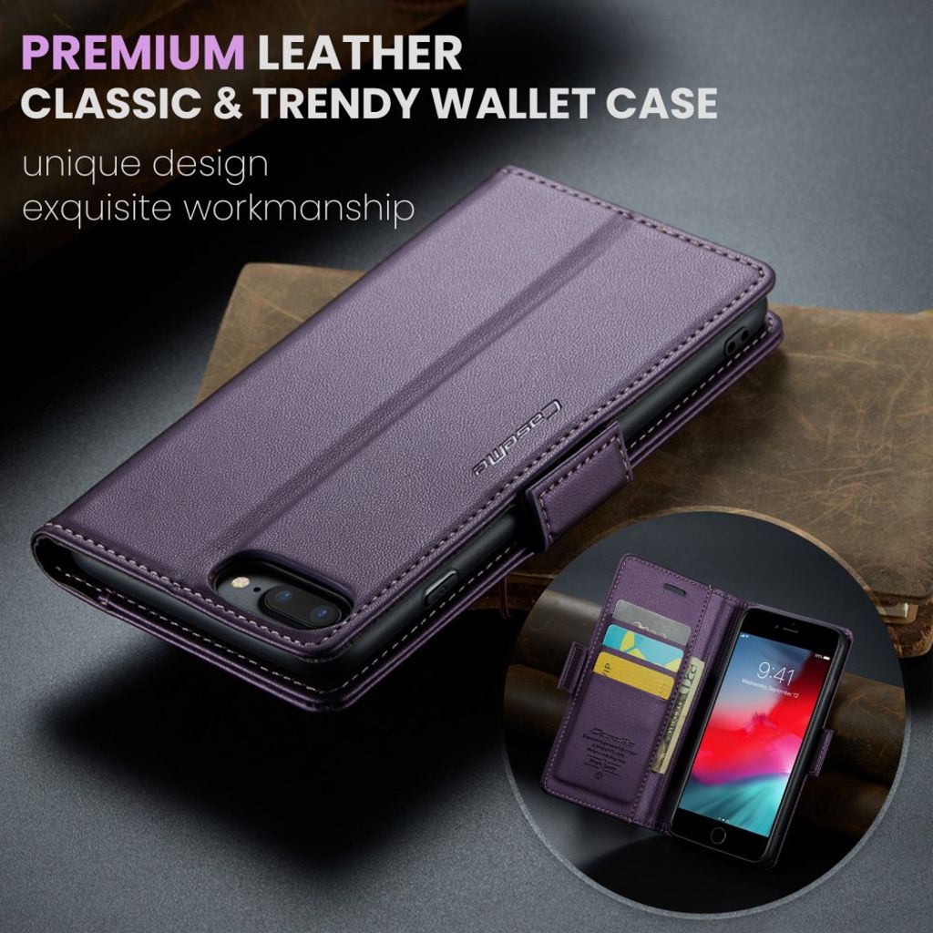 CASEME iPhone 6 Plus/6s Plus/7 Plus/8 Plus Kotelo Korttipaikka - Violetti