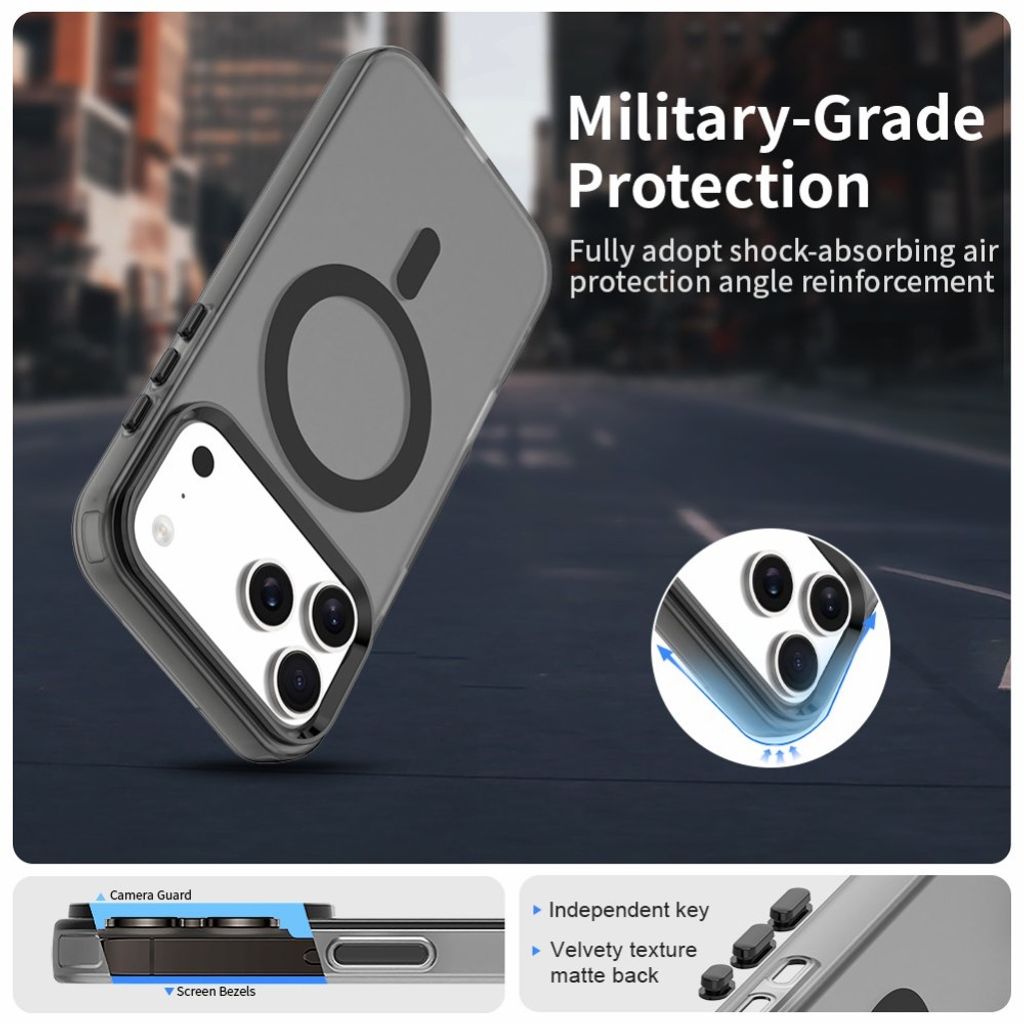 iPhone 18 Pro/17 Pro MagSafe-kompatibelt Hybrid Skal - Svart