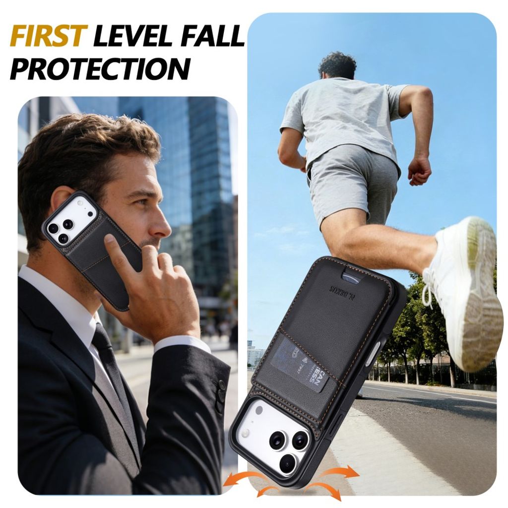 N.BEKUS iPhone 18 Pro/17 Pro Lompakkokuori RFID-suojauksella - Musta