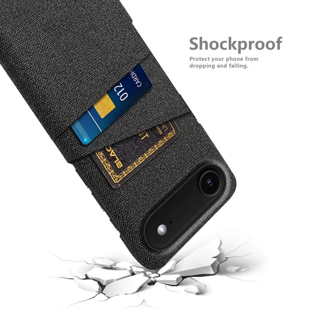 iPhone 17 Air Kuori, Tekstiili, 2 Korttipaikka - musta