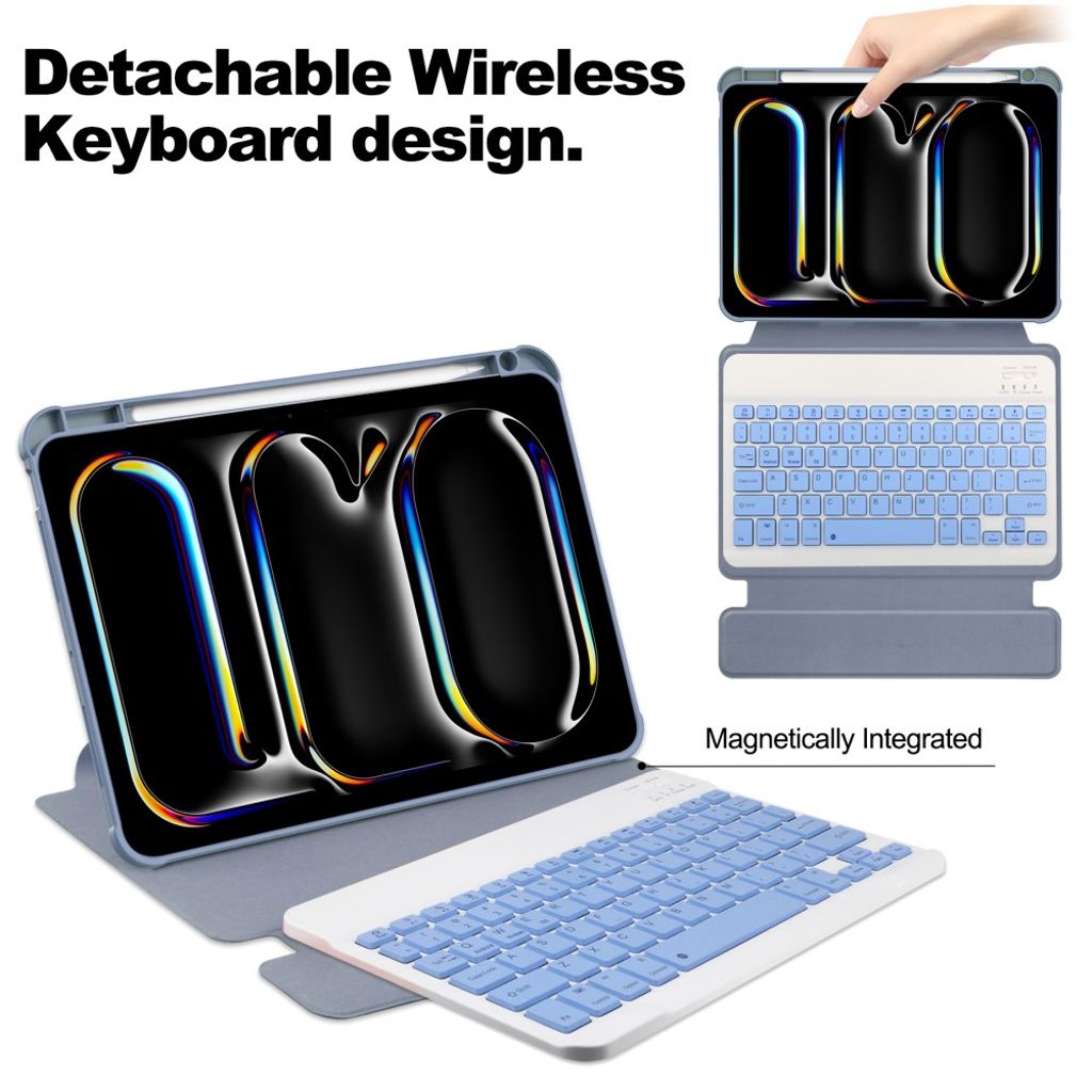 iPad Pro 11 2025/2024 Fodral med Bluetooth-Tangentbord - Lila