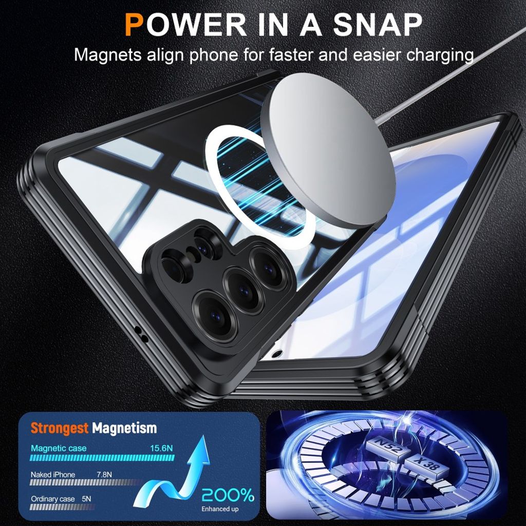 Samsung Galaxy S26 Ultra MagSafe -kuori näytönsuojalla - musta