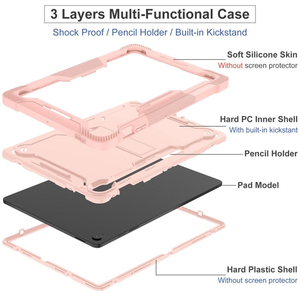 Samsung Galaxy Tab S10 FE Plus Case with Stand - Rose Gold