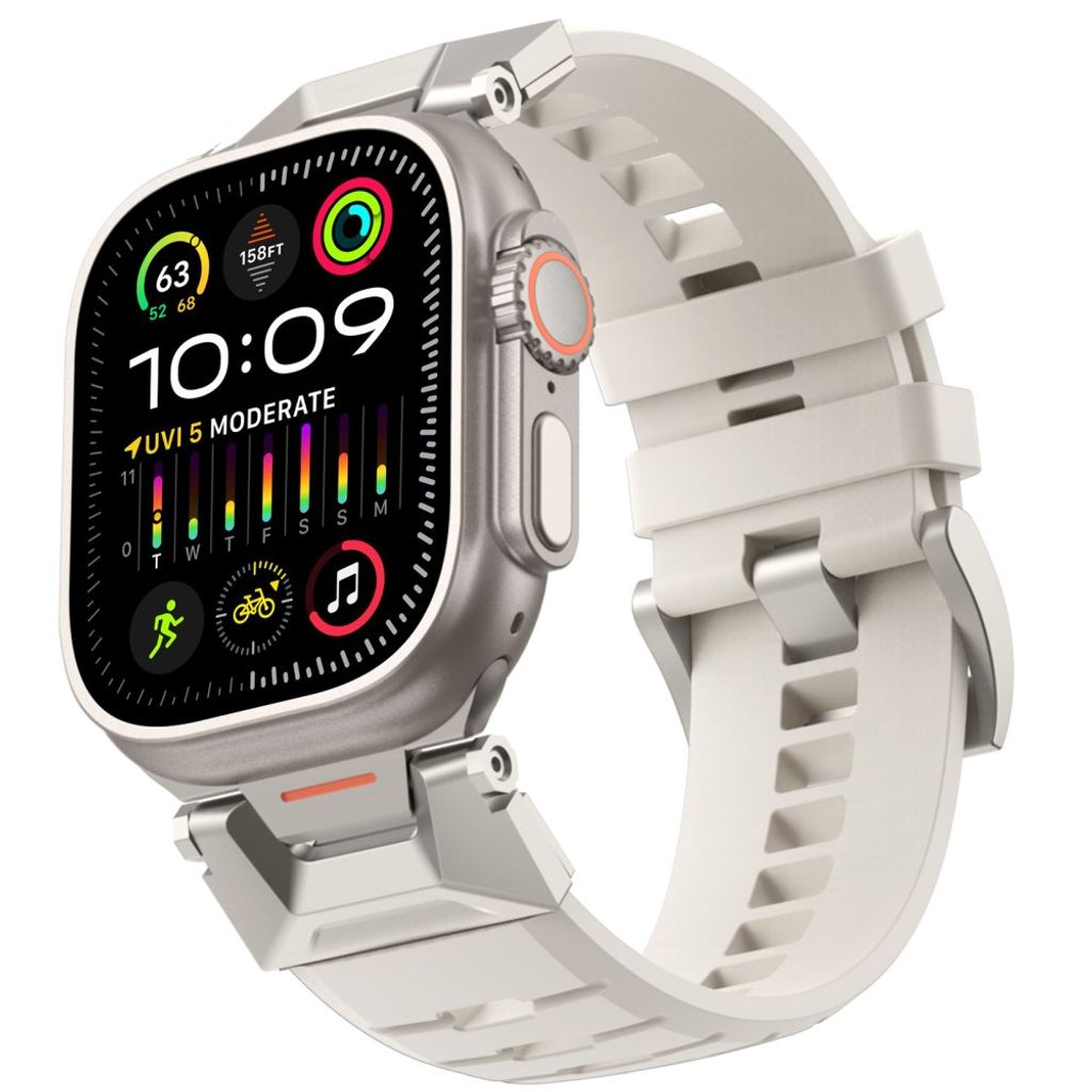 AHASTYLE WE30 Apple Watch 49/46/44/42mm Klockarmband i Fluorgummi - Vit