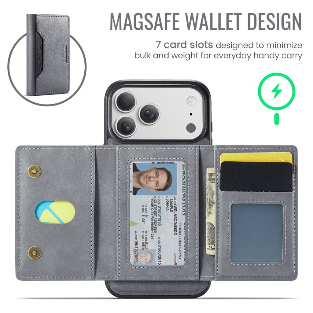 MAGKING iPhone 18 Pro Max/17 Pro Max MagSafe Kuori irrotettavalla lompakolla - Harmaa