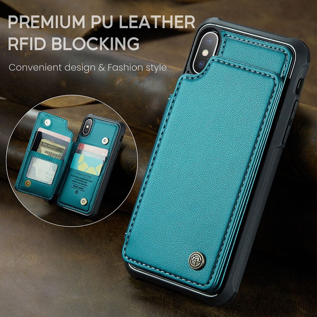 CASEME iPhone XS Max Pungcover med RFID og Stativ – Grøn
