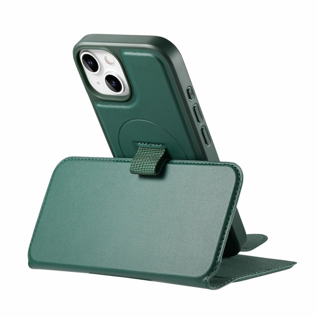 CASENEO iPhone 15 MagSafe Wallet Cover with detachable wallet – Green