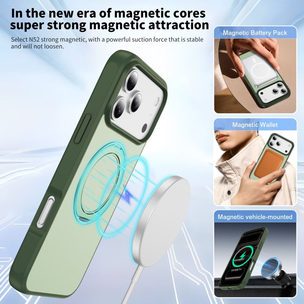 iPhone 18 Pro Max/17 Pro Max MagSafe Skal med ringstativ - Grön