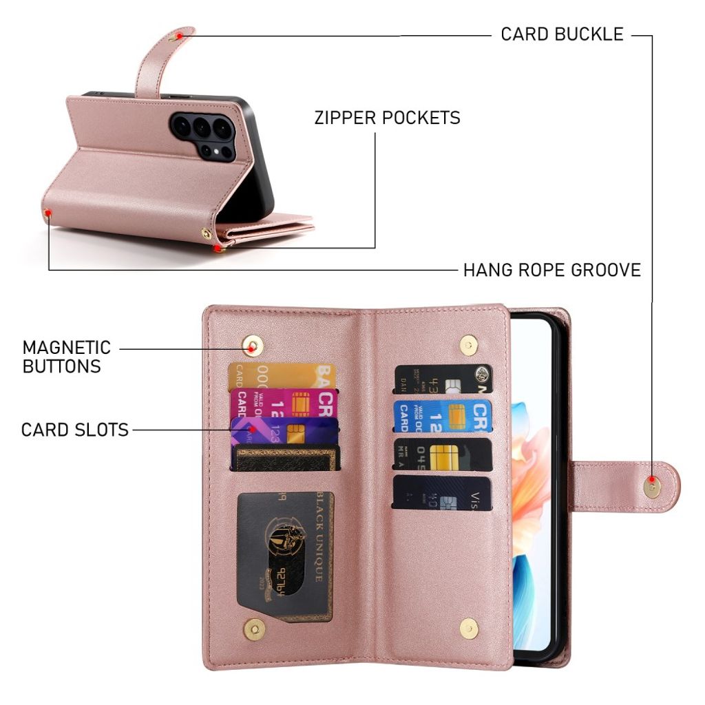 Samsung Galaxy S26 Ultra Plånboksfodral med Avtagbar Rem - Rosa