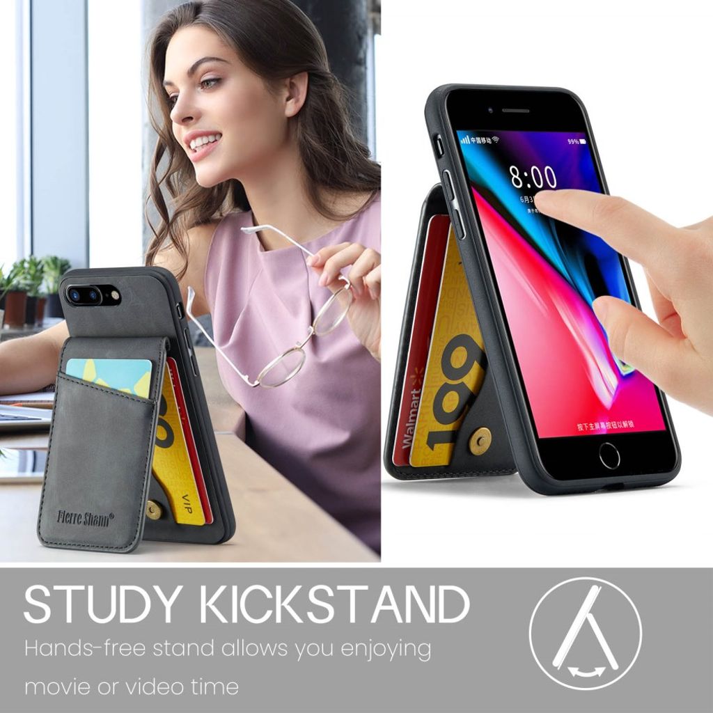 FIERRE SHANN iPhone 7 Plus / 8 Plus Cover med Kortplads - Sort