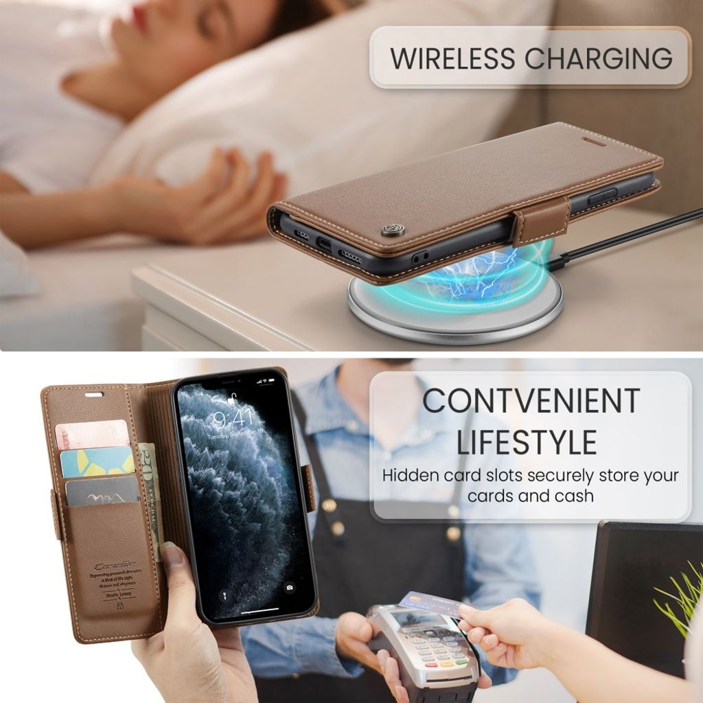 CASEME iPhone 11 Pro Max RFID-blockerande Plånboksfodral – Brun