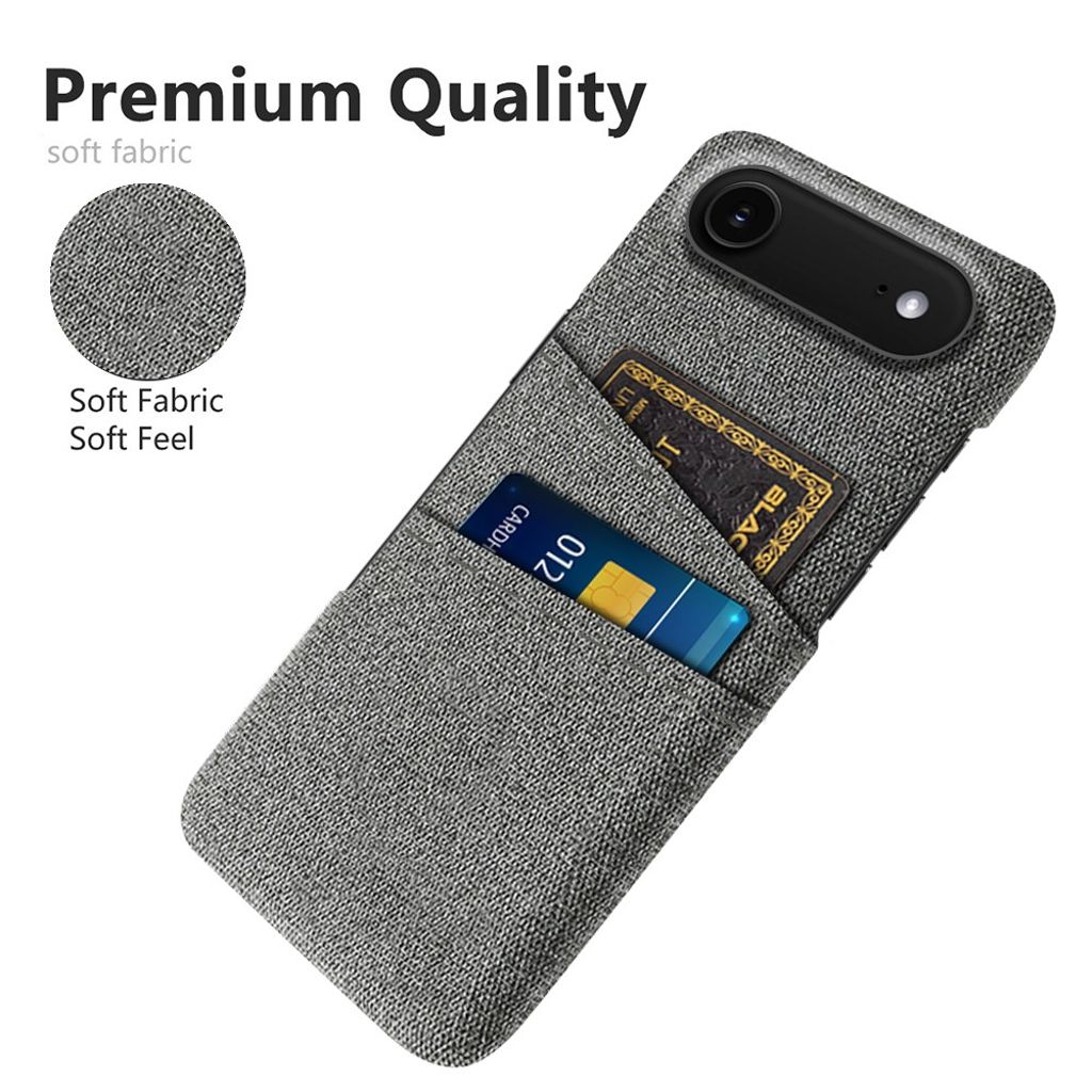 iPhone 17 Air Skal i Textil med 2 Kortfack - Grå