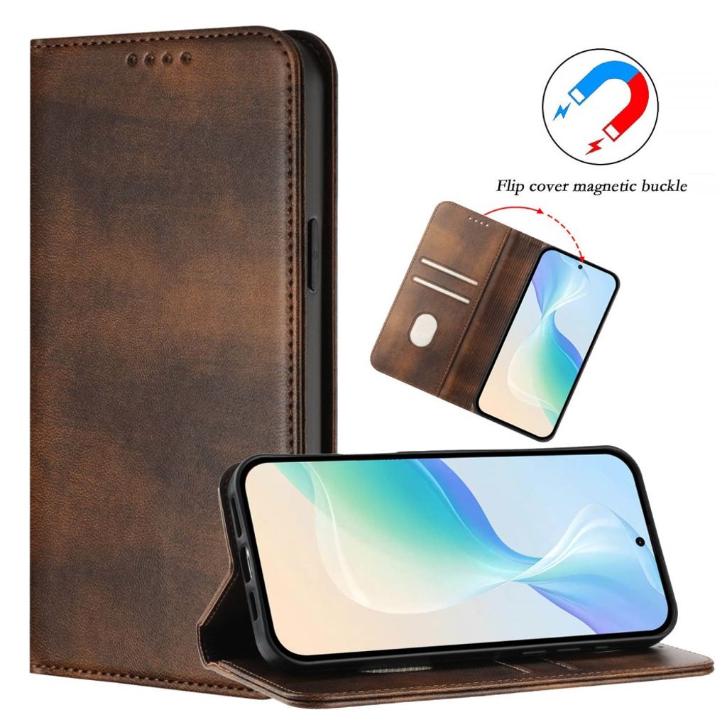 iPhone 18 Pro/17 Pro Flip Cover i PU-læder med RFID-blokering - Brun