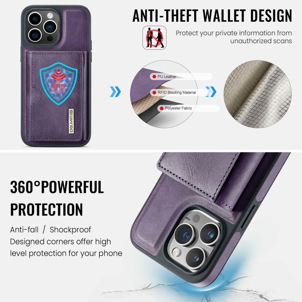 DG.MING iPhone 13 Pro Lompakkokuori Magneettinen - Violetti