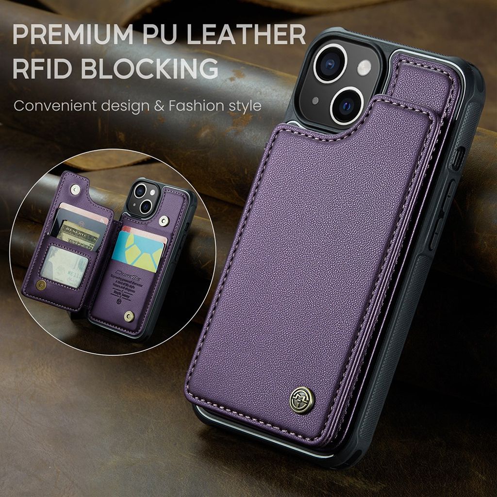 CASEME iPhone 14 Lompakkokuori RFID-estävä C22 – Violetti