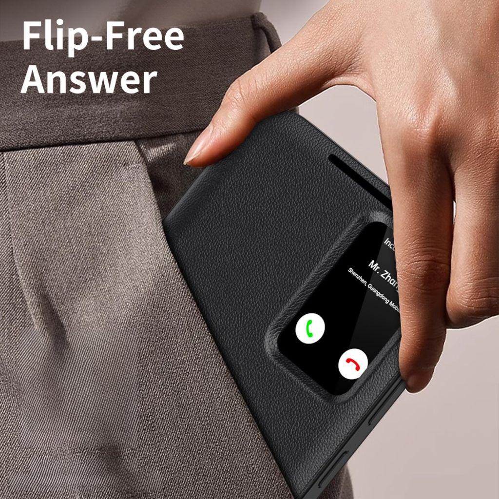 Samsung Galaxy S25 etui med visningsvindu og kortholder – svart