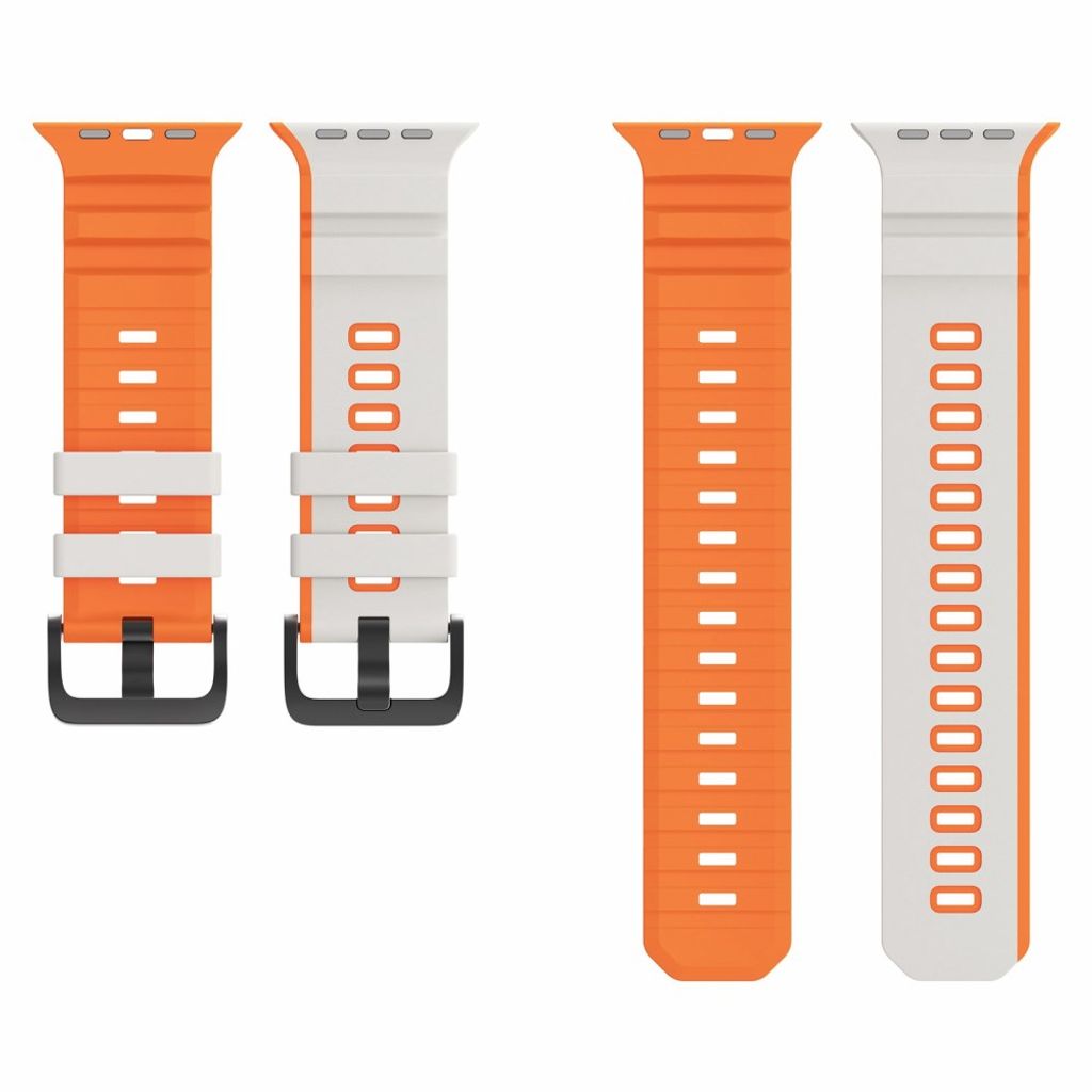 Apple Watch 49/46/44/42mm Tvåfärgat Klockarmband Silikon - Vit/Orange