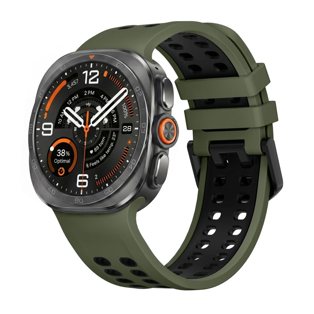 Samsung Galaxy Watch Ultra/Ultra2 Tofarget silikon klokkerem med dobbel spenne - Grønn/Svart