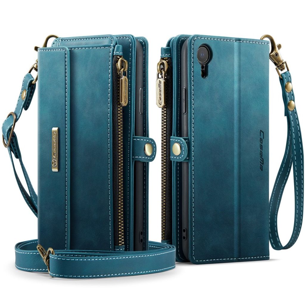 CASEME iPhone XR Plånboksfodral RFID-blockerande Stativ med Rem – Grön